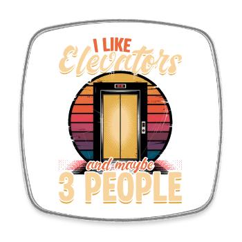 Elevator toddler & kids - Square fridge magnet - white - Front