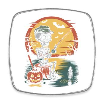Skelet of an angler at full moon - Square fridge magnet - white - Front