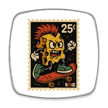 Skateboard Pizza Monster Punk Cheese - Magnet carré - blanc - Devant