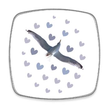 Elegant Seagull Flight Illustration Seagull Hearts - Square fridge magnet - white - Front