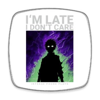 Im Late I Dont Care Spruch Gamer Phonk Ästethik - Viereckiger Kühlschrankmagnet - Weiß - Vorne