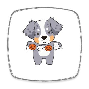 Costume de berger australien joyeux Halloween pour chien - Magnet carré - blanc - Devant