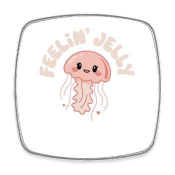 Feelin Jelly Jellyfish Niedliches Quallenmotiv - Viereckiger Kühlschrankmagnet - Weiß - Vorne