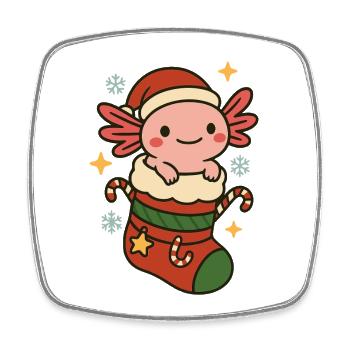 Axolotl Christmas – Mignon en chaussettes 🧦 - Magnet carré - blanc - Devant