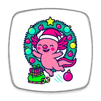 Axolotl Weihnachten – Buntes Festmotiv 🎄 - Viereckiger Kühlschrankmagnet - Weiß - Vorne