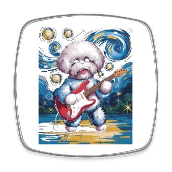 Bichon frisé de la nuit étoilée - Magnet carré - blanc - Devant