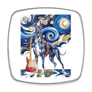 Starry Night Dänische Dogge - Viereckiger Kühlschrankmagnet - Weiß - Vorne