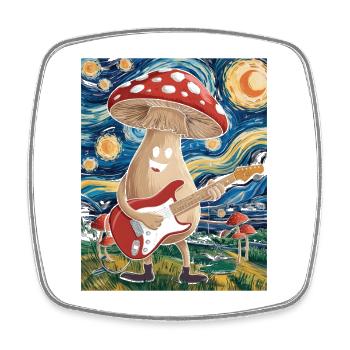 Pilz-Musiker im Traumnacht-Design - Viereckiger Kühlschrankmagnet - Weiß - Vorne