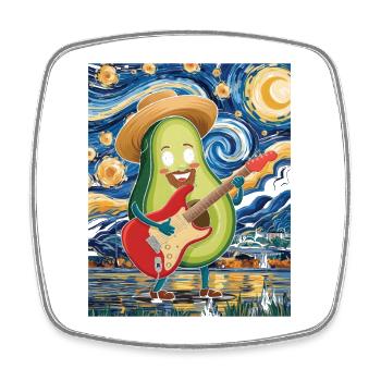 Avocado Musician in Impressionist Style - Square fridge magnet - white - Front