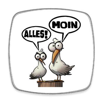 Humorvolle Möwen mit Sprüchen Moin - Viereckiger Kühlschrankmagnet - Weiß - Vorne