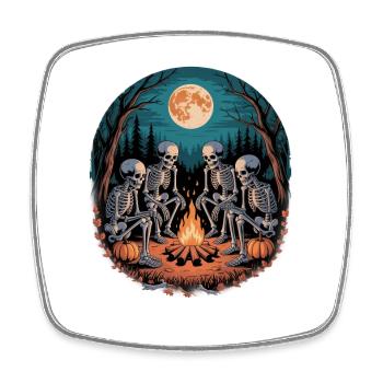 Skeleton Camper Hiker Bonfire Halloween Camping - Viereckiger Kühlschrankmagnet - Weiß - Vorne