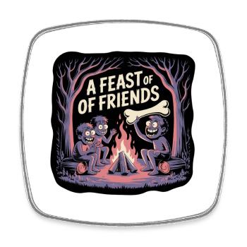 Campfire Night with Friends Illustration - Square fridge magnet - white - Front