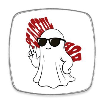 Lässiger Geist mit Sonnenbrille - Viereckiger Kühlschrankmagnet - Weiß - Vorne