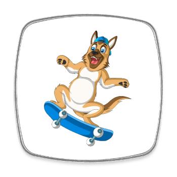 Skateboard Berger Allemand - Magnet carré - blanc - Devant