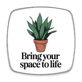 Minimalistische Topfpflanze mit inspirierendem Zitat - Viereckiger Kühlschrankmagnet - Weiß - Vorne