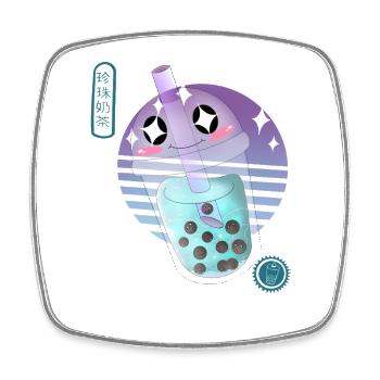 Kawaii Bubble Tee Illustration - Viereckiger Kühlschrankmagnet - Weiß - Vorne