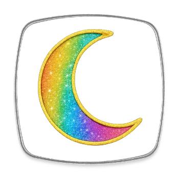 Rainbow Moon Glitter Design - Square fridge magnet - white - Front