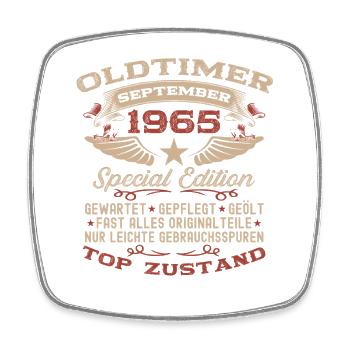 60th birthday gift vintage car September 1965 - Square fridge magnet - white - Front