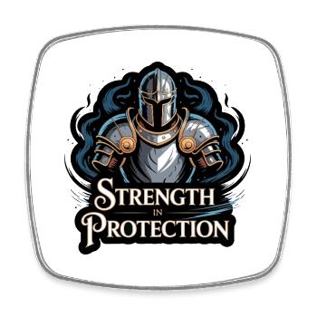 Ritterschild Stärke T-Shirt Design - Viereckiger Kühlschrankmagnet - Weiß - Vorne