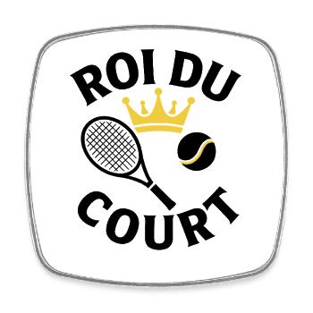 Roi du Court Cadeau Joueur de Tennis - Magnet carré - blanc - Devant