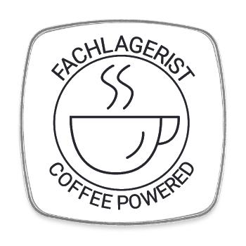 Fachlagerist Coffee Powered - Viereckiger Kühlschrankmagnet - Weiß - Vorne