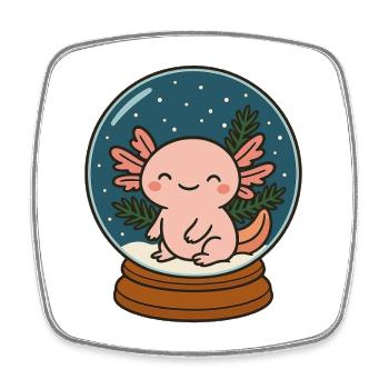 Axolotl in Schneekugel Weihnachten - Viereckiger Kühlschrankmagnet - Weiß - Vorne