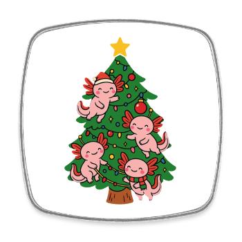 Axolotl decorate Christmas tree - Square fridge magnet - white - Front