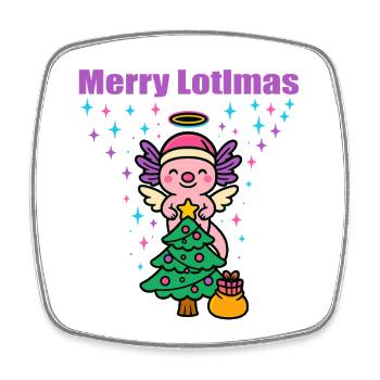 Joyeux Noël Lotlmas Axolotl - Magnet carré - blanc - Devant
