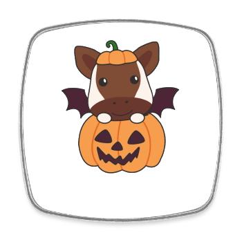Okapi Happy Halloween Pumpkin Bat Costume - Square fridge magnet - white - Front