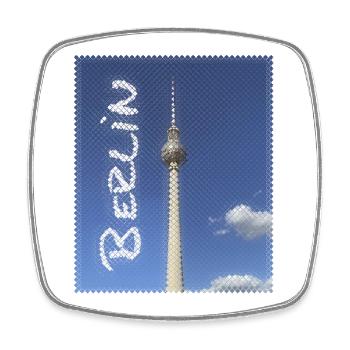 Berlin Fernsehturm Neon Design - Viereckiger Kühlschrankmagnet - Weiß - Vorne