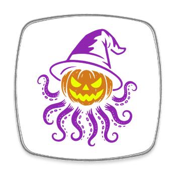 Octopumpkin - Gruseliger Kürbis mit Tentakeln - Viereckiger Kühlschrankmagnet - Weiß - Vorne