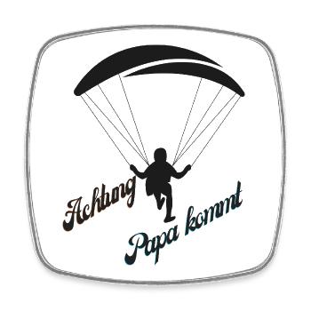 Papa Kommt mit Fallschirm - Viereckiger Kühlschrankmagnet - Weiß - Vorne