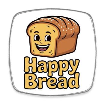 Whimsical Happy Bread Cartoon Design - Square fridge magnet - white - Front