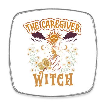 Caregiver, Elderly Care, The Caregiver Witch - Square fridge magnet - white - Front