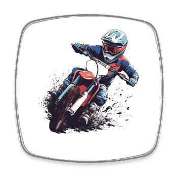 Pilote de sport automobile sur moto - Magnet carré - blanc - Devant