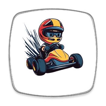 Motif enfant pilote de course - Magnet carré - blanc - Devant