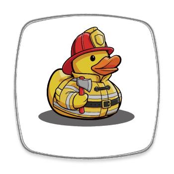 Canard sauveteur en uniforme de pompier - Magnet carré - blanc - Devant