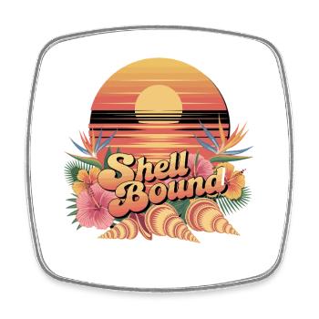 Shell Bound Tropische Sonnenuntergangslandschaft - Viereckiger Kühlschrankmagnet - Weiß - Vorne