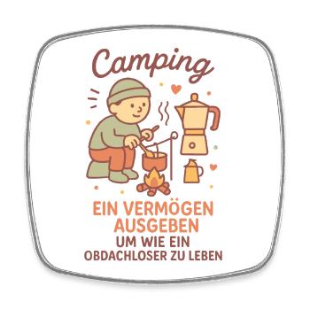 Camping ein Leben ohne Heim lustiger Camper Spruch - Viereckiger Kühlschrankmagnet - Weiß - Vorne