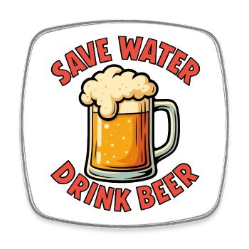 Save Water Drink Beer Humor Design - Viereckiger Kühlschrankmagnet - Weiß - Vorne