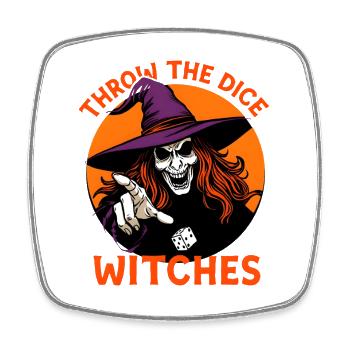 Halloween Spooky Season Werfen Sie die Würfelhexen - Viereckiger Kühlschrankmagnet - Weiß - Vorne