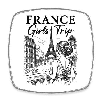 France Girls Trip Silhouette - Viereckiger Kühlschrankmagnet - Weiß - Vorne
