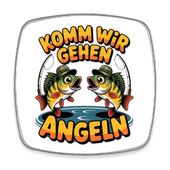 Komm Wir Angeln Fische Design - Viereckiger Kühlschrankmagnet - Weiß - Vorne