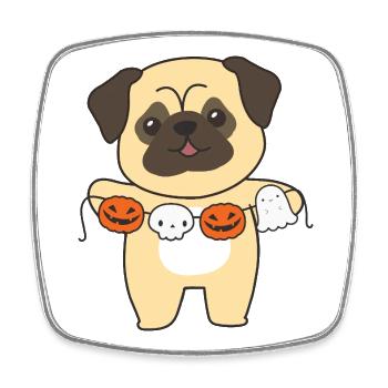 Costume de carlin joyeux Halloween pour chien - Magnet carré - blanc - Devant
