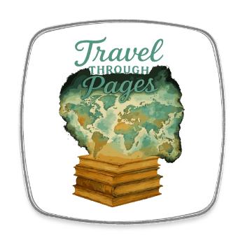 Voyagez à travers les pages des livres de cartes du monde - Magnet carré - blanc - Devant