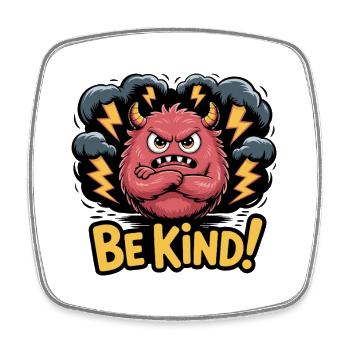 Fierce Friendly Monster with Lightning - Square fridge magnet - white - Front