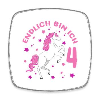4 Jahre alt Pferd Endlich Bin Ich 4 Mädchen 4. - Viereckiger Kühlschrankmagnet - Weiß - Vorne