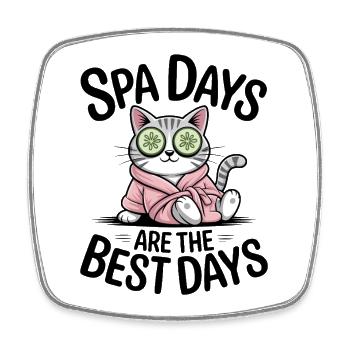 Spa Days Are The Best Days Cat Relaxation - Square fridge magnet - white - Front