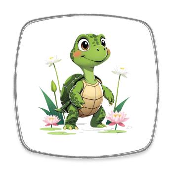 Charming turtle design with flowers - Square fridge magnet - white - Front