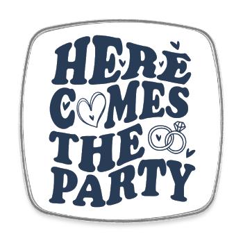 Here Comes the Party – Mariage - Magnet carré - blanc - Devant